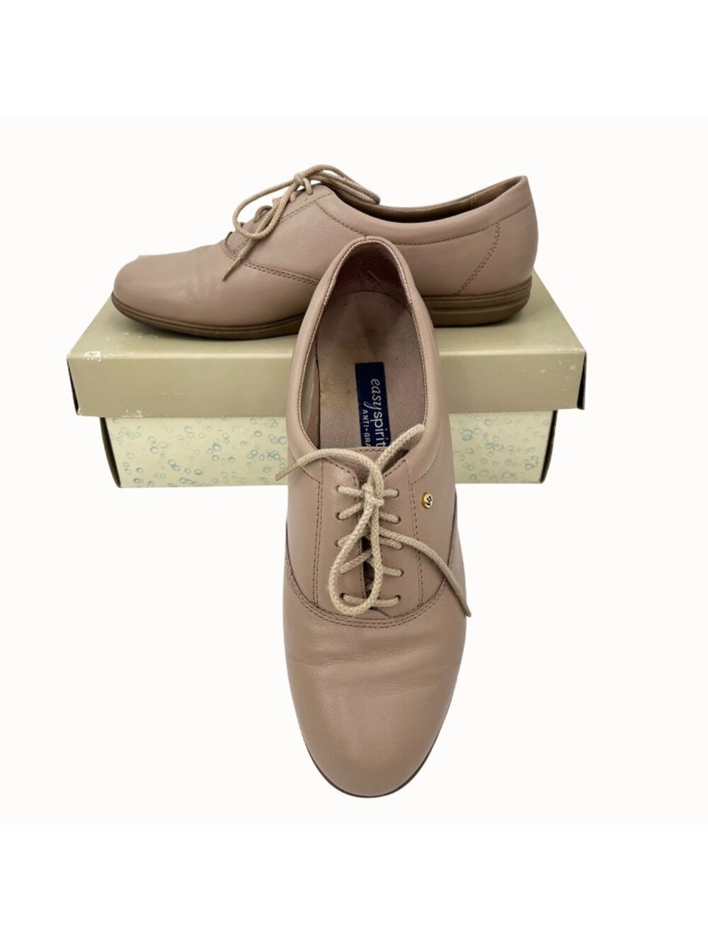 Easy Spirit Anti-Gravity Esmotion Taupe Leather Lace-Up Sneakers w/ Box 8.5B